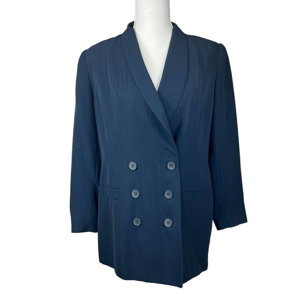 JG Hook Vintage Women's Navy Blue Double Breasted Blazer Jacket Size 8P